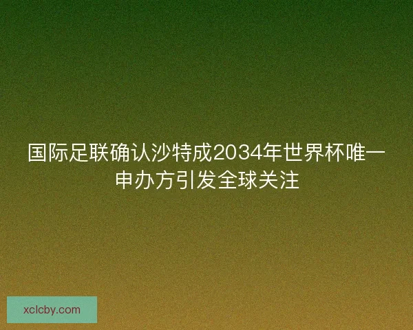 国际足联确认沙特成2034年世界杯唯一申办方引发全球关注
